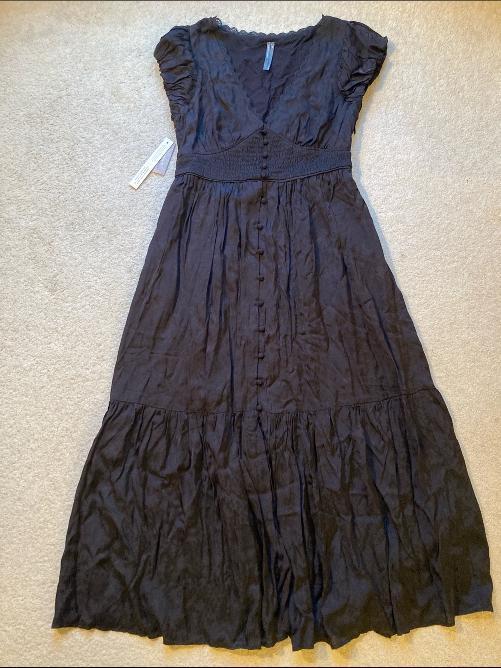 Anthropologie peregrine silken midi dress in black